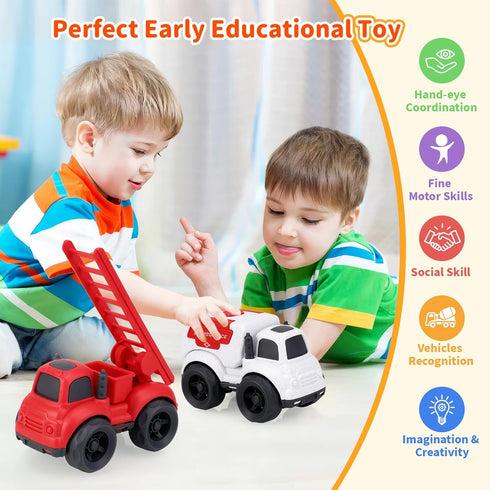 2 3 3 1 2-4, Toddler Toy Cars for Year Old Boy, in Police Car Firetruck Toys and Ambulance for Toddlers, BPA Free