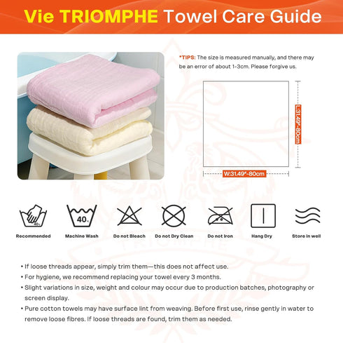 Set 2 32x32 5-Layer Vie Triomphe Muslin Baby Swaddle Blankets of Pink and Yellow Gauze Soft Breathable Cotton Receiving