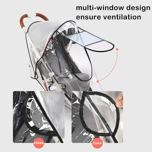 Universal Stroller Rain Cover, Waterproof Dustproof Accessory for Babies, Winter Windproof and Snowproof
