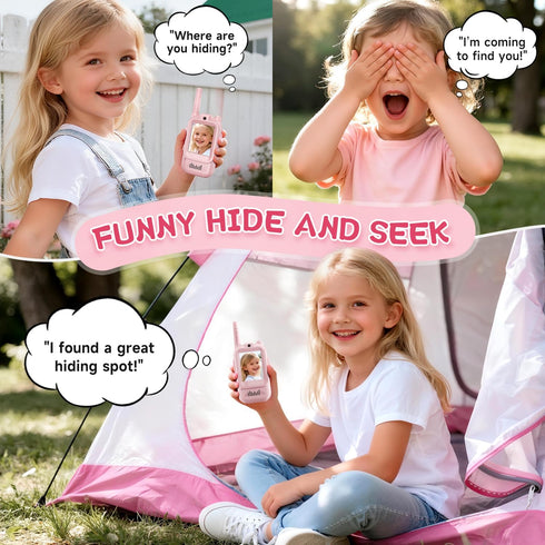 MINIBEAR 3-12, 2 Pack Video Walkie Talkies for Kids Ages Rechargeable Video Intercom Toys with Camera, Indoor Outdoor