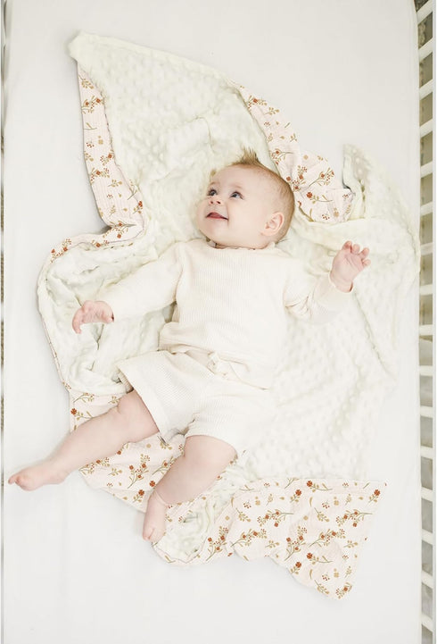 Konssy Baby Blankets for Unisex Boys Girls, Super Soft Minky Blankets with Muslin Cotton Front, Newborn