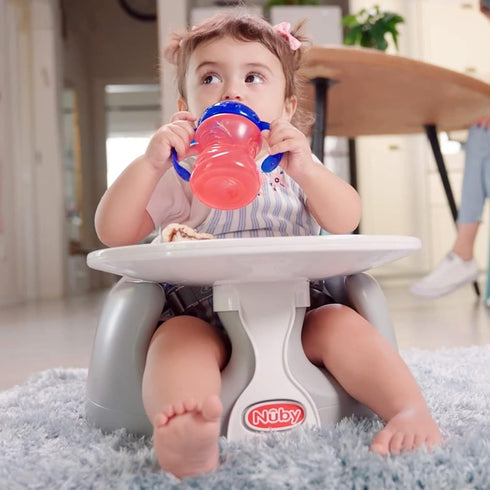 4+ Nuby My Floor Seat - Portable Baby Chair with Soft Foam Cushion, Safety Harness, and High Back Design - Months