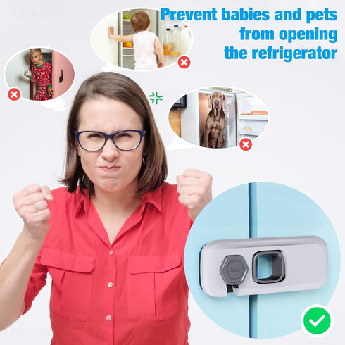 NiHome Child Proof Refrigerator Lock 6-Pack, Baby Safety Locks for Fridges, Cabinets, Drawers, Double Doors and More, French Fridge Door Lock Protect Babies from Fridge Accidents, Durable (Gray)