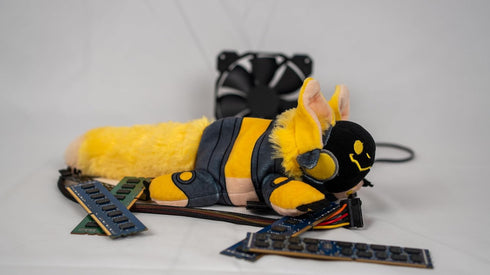 V3 Boss Monsta Protobean Plushie Yellow | Soft & Squishy Collectible Plush Toy | Adorable Robot Bean Plush for Snuggles