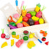 Wooden Play Food Sets for Kids Kitchen - Cutting Fruits and Veggies