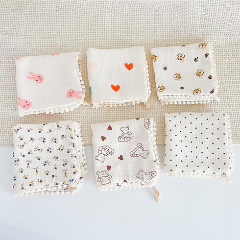 Bottone 6-Layer 28x28cm/11x11inch Baby Washcloths Soft Reusable Newborn Face Towel Baby Wash Cloths for Boys Girls