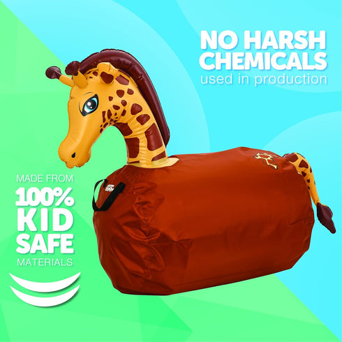 WADDLE Hip Hoppers Large Inflatable Bouncy Hopper - Supports Up to 250 Pounds, Ages 5 and Up (Yellow Giraffe)