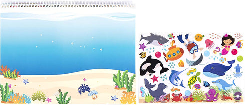 Giggles & Pebbles Educational Magic Sticker Pad Book for Kids, Reusable Non-Adhesive Stickers with Farm, Zoo, Ocean