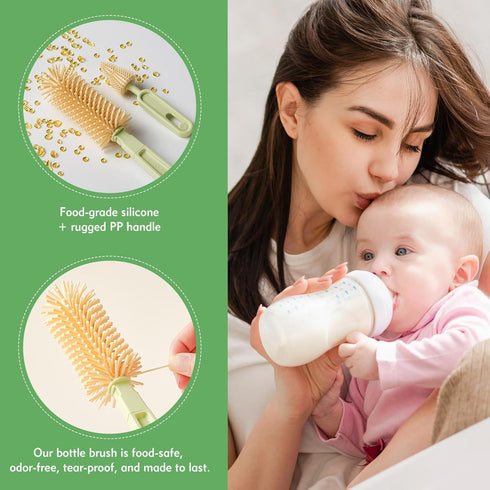 NONENDU Set 7 1 Set Baby Bottle Brush - Baby Bottle Cleaner Kit with Nipple Brush, Silicone Bottle Brush, Straw Cleaner