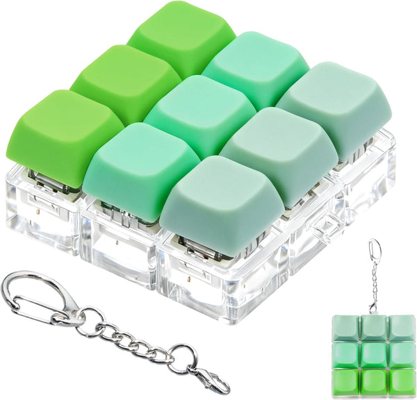 ILHSTY Keyboard Fidget Toy Clicker Fidget Keychain, 9-in-1 Stress Relief Desk Toys Decompression