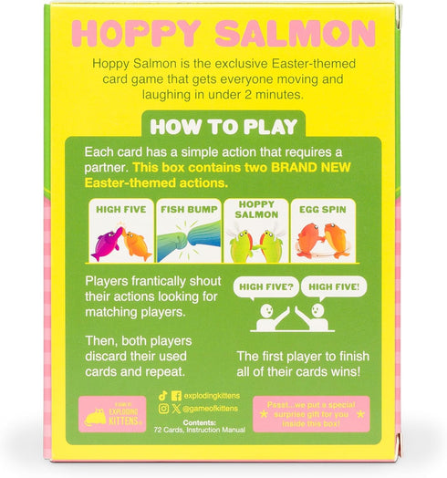 Exploding Kittens Presents: Hoppy Salmon, Quick Card Game for Family Fun, 3-8 Players, Ages 6+