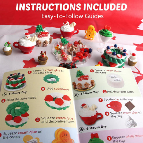 Set, 6+, Christmas Mini Food Craft Kits, Making Miniature Food and Mini Dessert Cup Craft DIY Replica Food Fun for Kids