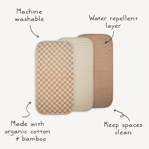 Set 3 mushie Water Repellent Changing Pad Liners | Made with Organic Cotton | of (Pastel Blooms Combo)