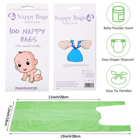 1600 Count Baby Disposable Diaper Bags Scented Diaper Sacks with Tie Handle Disposal Trash Sacks Baby Poop Waste Bag