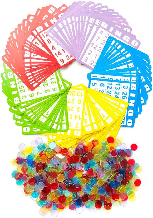 Yuanhe Bingo Game Set with 100 Bingo Cards & 1000 Colorful Transparent Bingo Chips
