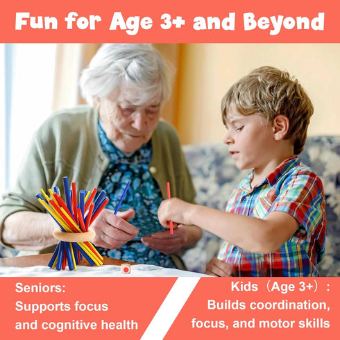 Wanheart Balance & Fun Wooden Stick Toys Family Game for Kids, Adults & Seniors Enhances Coordination, Focus & Patience