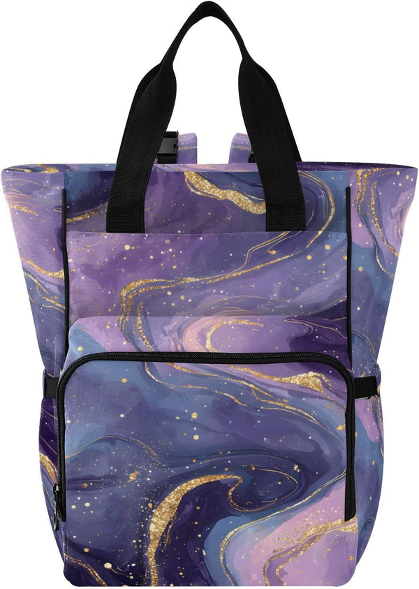 SUABO Baby Diaper Bag Backpack Purple Gold Starry Sky Large Bag Waterproof Travel