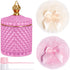 MMRYLEPTY 5 Pcs Body Powder Puff Set, 21oz Pink Glass Powder Container with