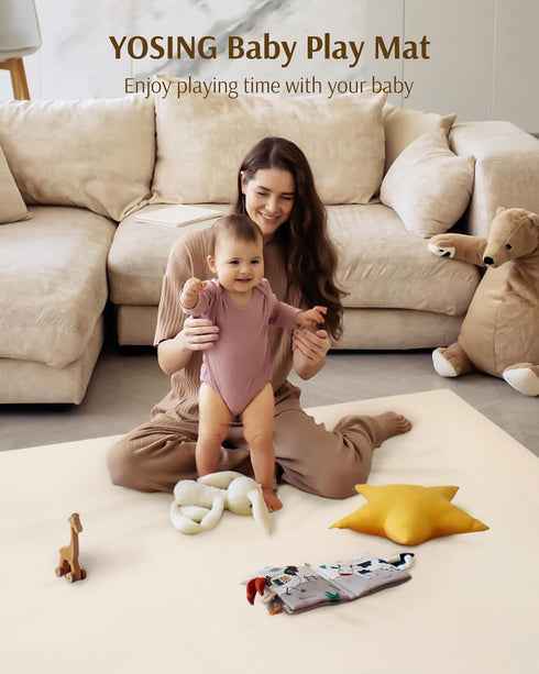 50x50 Tummy YOSING Padded Baby Play Mat, Vegan Leather Playpen Mat, Waterproof Time Mat for Boy& Girl, Extra Thick