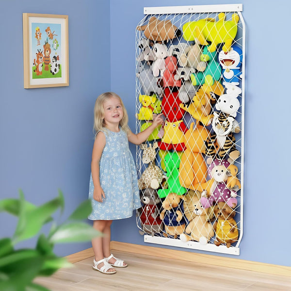 VOMELON Stuffed Animal Storage Holder, Elastic Stuffed Animal Net,Door/ Wall Mount Length Adjustable