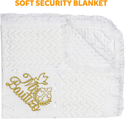 Cacooba Baby Blanket Neutral Baptism Easter Gift for Toddler Newborn Christening Gifts for Boys Girls White Knit