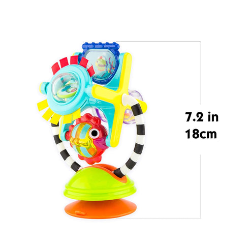 2-in-1 6+ Sassy Fishy Fascination Station Suction Cup High Chair Toy, Developmental Tray Toy for Early Learning, Ages