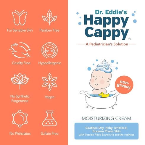 Packets, 1 Oz (Pack 8) Happy Cappy Moisturizing Cream - Baby Cream for Eczema-Prone Skin, Dry Skin Lotion for Infants