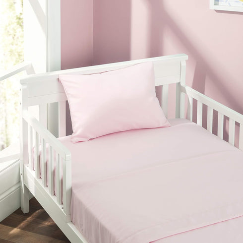 Toddler Travel Pillowcases 2-Pack, Solid Pink, 100% Soft Microfiber, Hypoallergenic, Fits 14x19, 13x18 or 12x16 Pillows