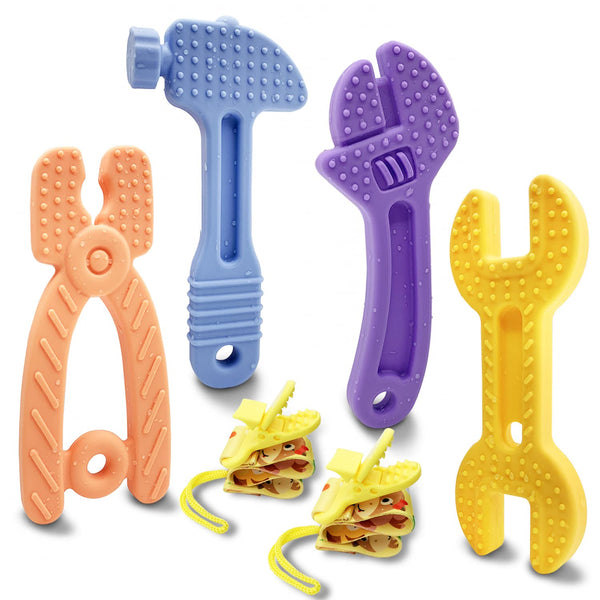 Teething Toys for Babies 0-6 Months, Silicone Baby Teether Toys, Molar Hammer Wrench Spanner Pliers Shape for Boys Girls