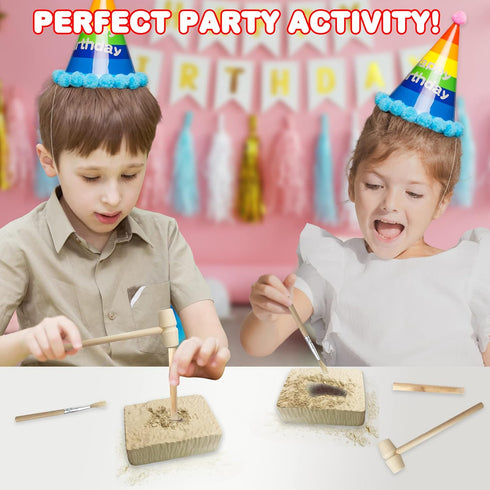ArtCreativity Dino Teeth Dig and Discover Excavation Kit for Kids with T-rex and Tarbosaurus Fossil Teeth