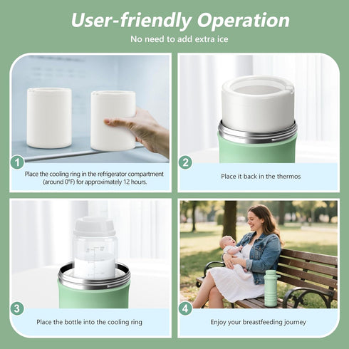 Sologromono 22oz 360 24 2pcs Portable Breastmilk Cooler Bottle, Stainless Steel Breast Milk Chiller, Total Cooling