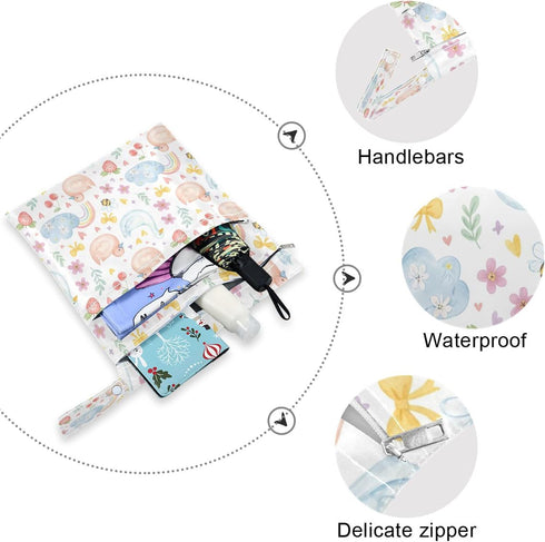 Burbuja 2 Pack, 2 Duck Goose Wet Dry Bags for Baby Cloth Diaper Waterproof Reusable Wet Bag with Zippered Pockets