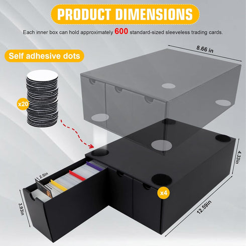 Trading Card Storage Box - Includes 12-600 CT Boxes & 48 Card Dividers, 12000+ Organizer for TCG, YuGiOh, MTG, Baseball
