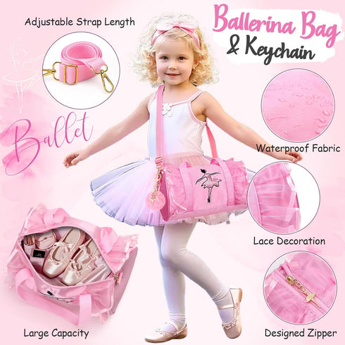 15 5 6 7 8 12 Golray Pcs Dance Recital Gifts for Girls Age with Ballet Dance Bag/Musical Ballerina Jewelry Box/Water