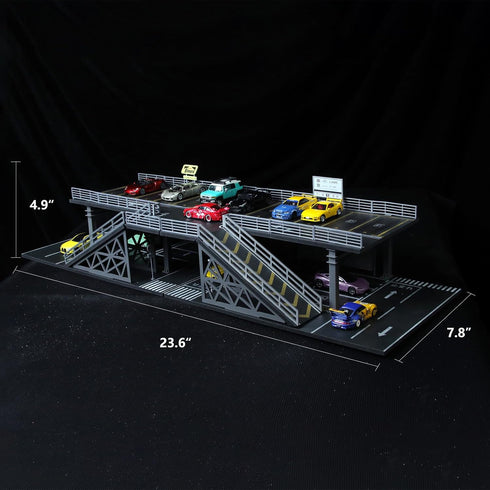 1/64 05+06) Scale Die-cast Model Car Display Case Organizer - Parking Garage Diorama Compatible with Hot Wheels