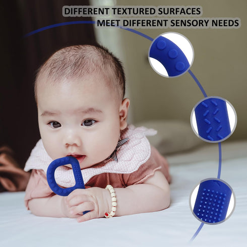 4 Pack, Flyaway Sensory Chew Toys for Kids Teething Tubes for Babies Toddlers, Soft Silicone Teether Toys, Chew Sticks