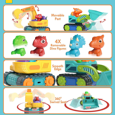 2 Pack 1-3, Bulldozer 2 3 Lehoo Castle Construction Toys, Remote Control Car for Toddlers Rechargeable Excavator Toy