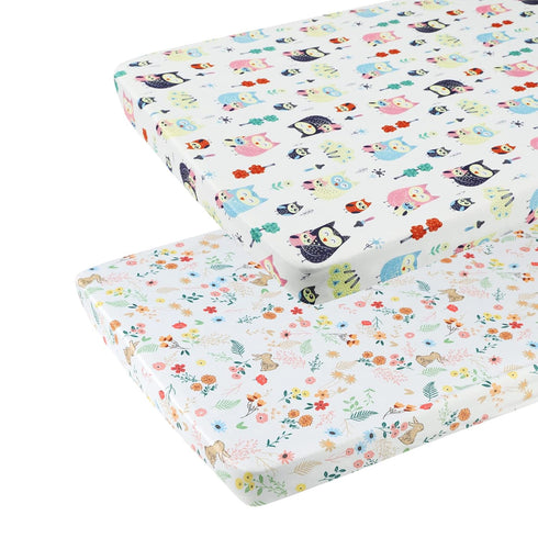 Onacosht Pack n Play Fitted Sheets for Baby Girl 2 Pack Set