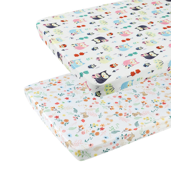 Onacosht Pack n Play Fitted Sheets for Baby Girl 2 Pack Set
