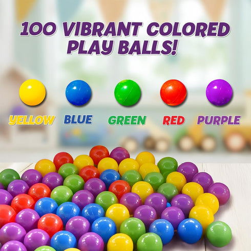 100 Count Pack Sunny Days Entertainment Multi Colored Play Balls Phthalate and BPA Free Non-Toxic Crush Proof Plastic