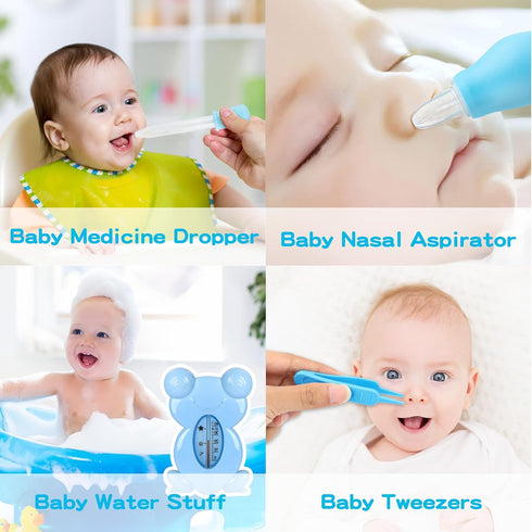 Baby Healthcare and Grooming Kit, Portable Safety Care Set, Newborn Essentials (Blue 18 in 1)