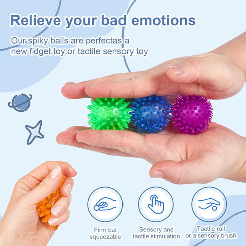 AHHSOY 18pcs Fidget Spiky Ball Toys Stress Relief Sensory Toy for Kids Adults Toddlers, Squishy Squeeze Ball for Party