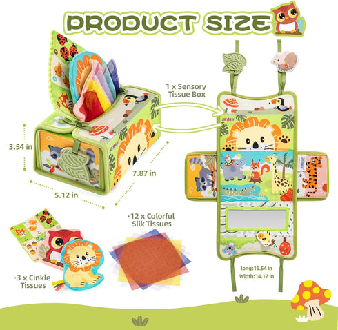 6-12 1 Tummy Jollybaby High Contrast Baby Tissue Box Toy for Baby Months, Montessori Sensory Learning Toys for Year Old