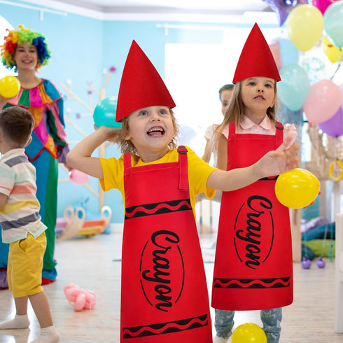 Set, Kids Crayon Costume Crayon Apron with Gnome Cone Hat, Funny Dress Up Outfit Accessories for Halloween