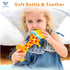 WHNKFB 0-12 Baby Teether Rattle Toy - Soft Giraffe Plush with Crinkle Squeaky Sound, Sensory Shaker for Newborns