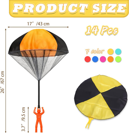 14 Pcs Tangle Free Parachute Toy, Hand Throw Flying Toys for Kids, Boys, Girls, Party Favors, No Battery Required (7