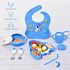 7 Pieces Silicone Baby Feeding Set, Food-Grade Astronaut Theme, Suction Plate, Bowl, Spoon, Fork, Bib, Cup for 6+
