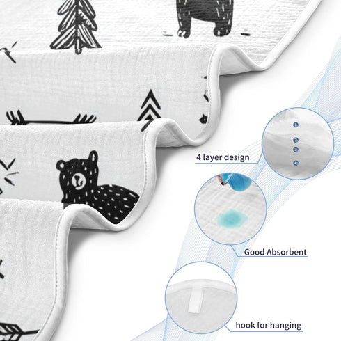 Pigsaly 35 35 Cute Bear Faces Hooded Baby Towel Black Animals Baby Bath Towel Unisex Toddlers Hooded Towels Cotton Boy
