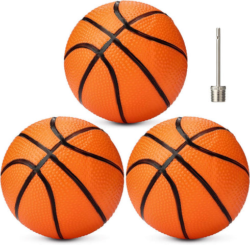 Gejoy 7-Inch Mini Basketballs - Set of 3 with Ball Pump Needles - Inflatable Toy Balls for Indoor/Outdoor Sports, Orange
