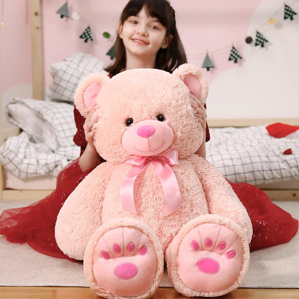MorisMos Giant Teddy Bear Stuffed Animal - Life Size 36in Large Cuddly Soft Teddy Bear for Baby Shower
